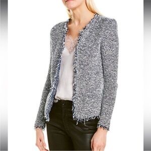 IRO stretch tweed coat black and white size 34 frayed edges